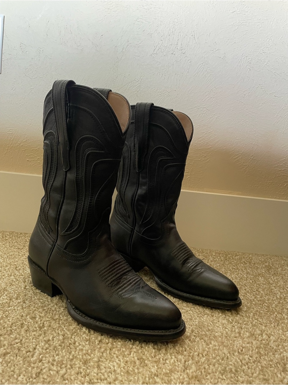 Tecovas Black Leather Western Cowboy Boots